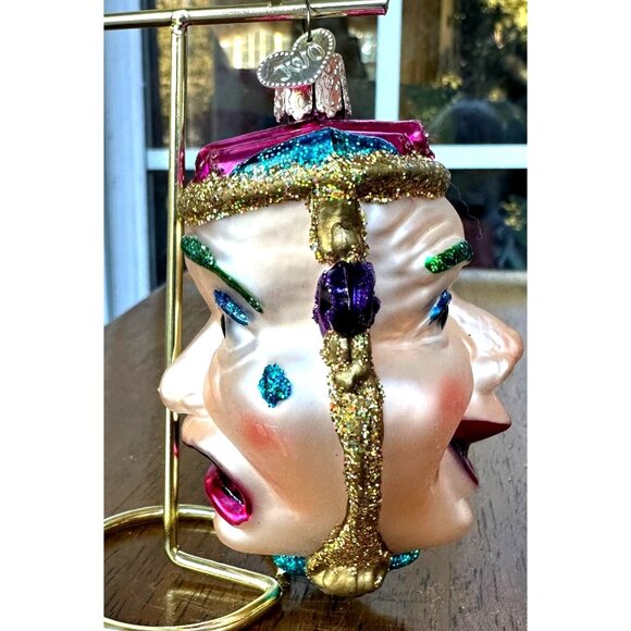 VTG Old World Christmas Comedy Tragedy Ornament Glass Mask Theater New Rare OWC - Picture 1 of 12